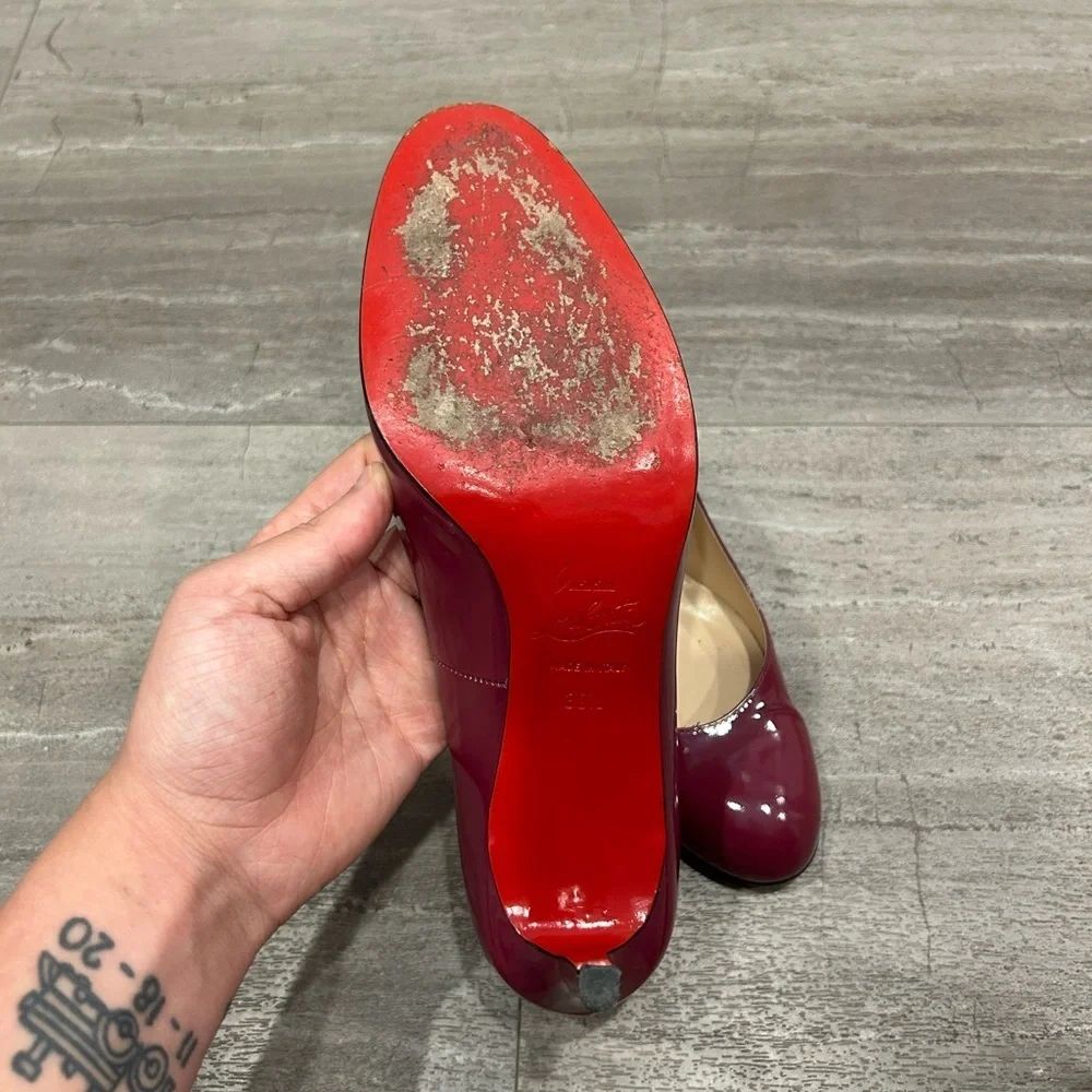 Christian Louboutin Purple Patent Leather Heels Women Size 39.5 Pre-Owned‎ - Picture 6 of 7